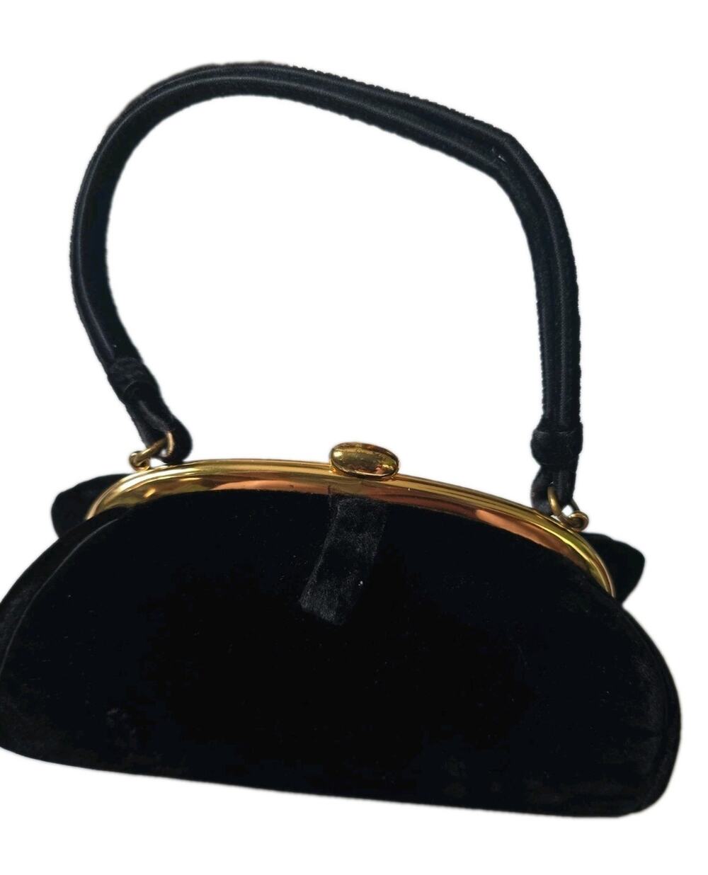 Black Velvet 1960’s Clam Shaped Handbag